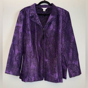 CJ BANKS women’s  Jacket With Paisley Print Purple plus size 2X ✨